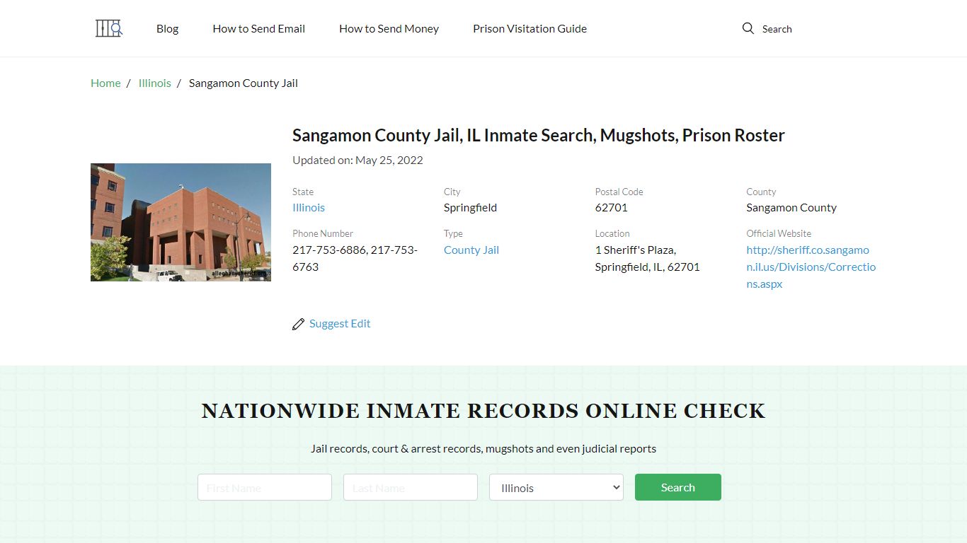 Sangamon County Jail, IL Inmate Search, Mugshots, Prison ...